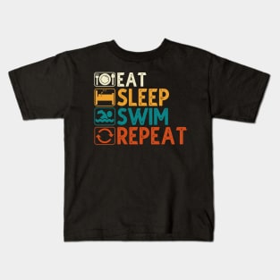 Eat Sleep Swim Repeat Kids T-Shirt